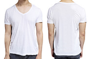 White blank v-neck t-shirt template