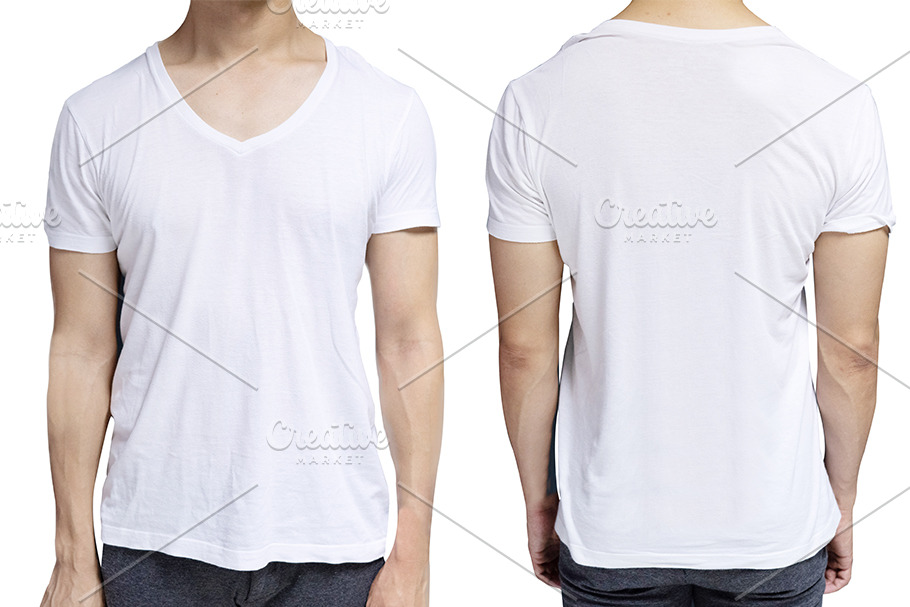 Download White blank v-neck t-shirt template | Creative Product ...