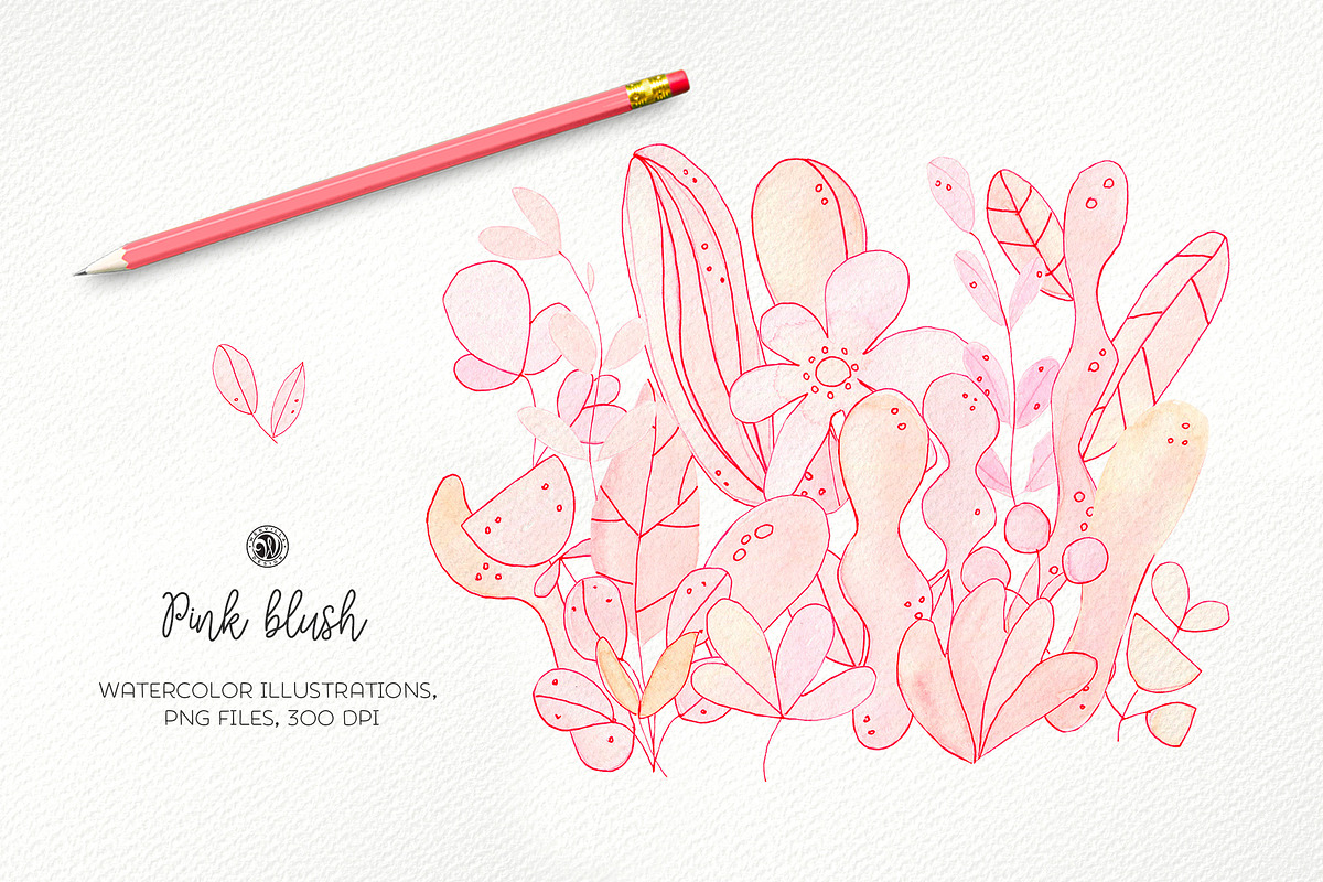 Pink Blush Flowers in Illustrations - product preview 8