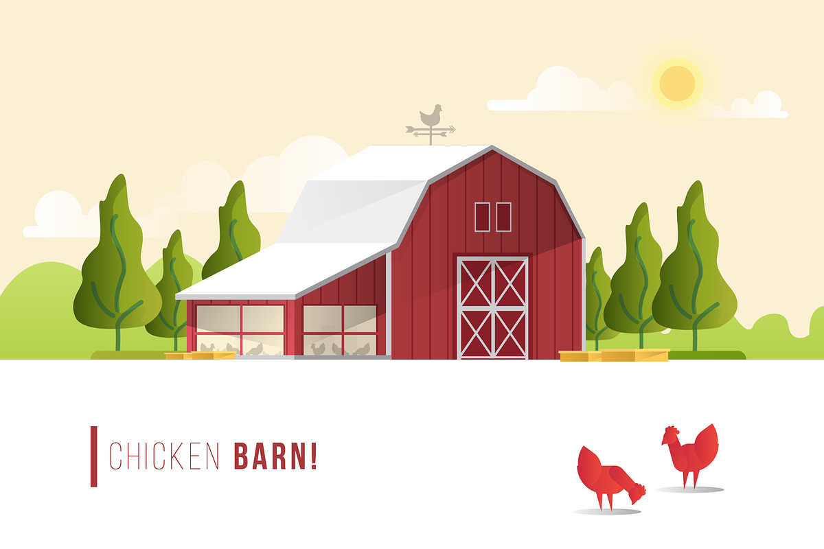 Chicken Barn - Vector Landscape in Illustrations - product preview 8