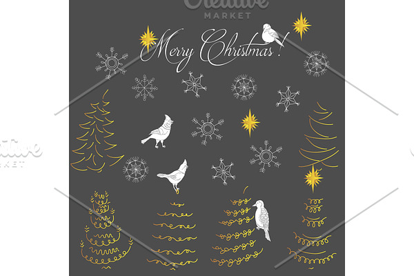 Christmas Background with Birds
