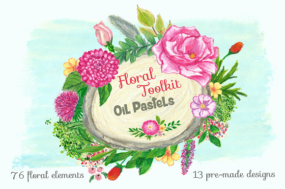 Oil Pasterls Floral Collection in Illustrations - product preview 4