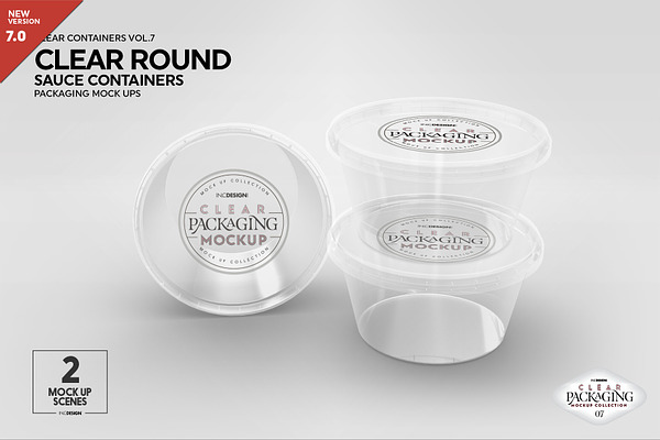 Clear Round Sauce Containers Mockup