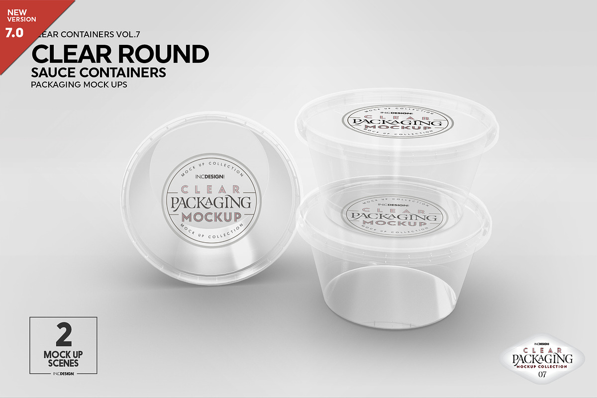Clear Round Sauce Containers Mockup in Branding Mockups - product preview 8