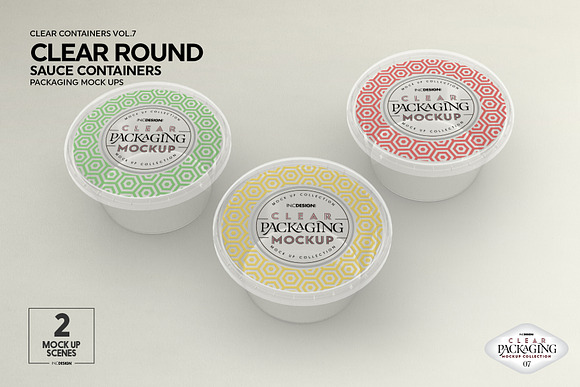 Clear Round Sauce Containers Mockup in Branding Mockups - product preview 4