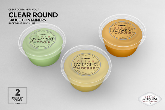 Clear Round Sauce Containers Mockup in Branding Mockups - product preview 6