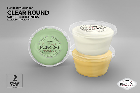 Clear Round Sauce Containers Mockup in Branding Mockups - product preview 7