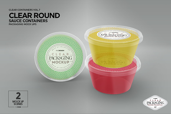 Clear Round Sauce Containers Mockup in Branding Mockups - product preview 9