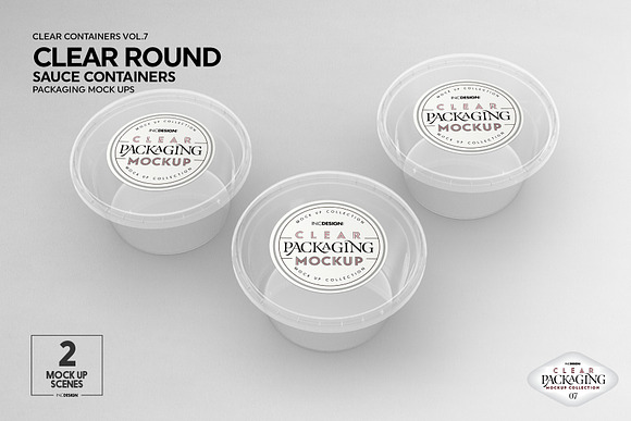 Clear Round Sauce Containers Mockup in Branding Mockups - product preview 10