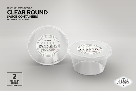 Clear Round Sauce Containers Mockup in Branding Mockups - product preview 11