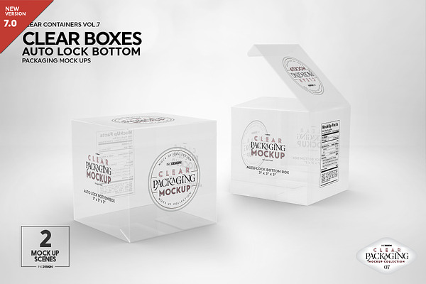 Clear Lock Bottom Boxes Mockup
