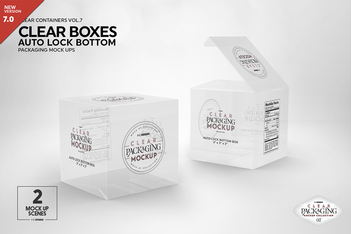 Clear Lock Bottom Boxes Mockup in Branding Mockups - product preview 8