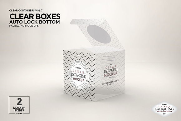 Clear Lock Bottom Boxes Mockup in Branding Mockups - product preview 4