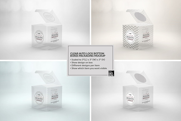 Clear Lock Bottom Boxes Mockup in Branding Mockups - product preview 5