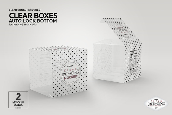 Clear Lock Bottom Boxes Mockup in Branding Mockups - product preview 6