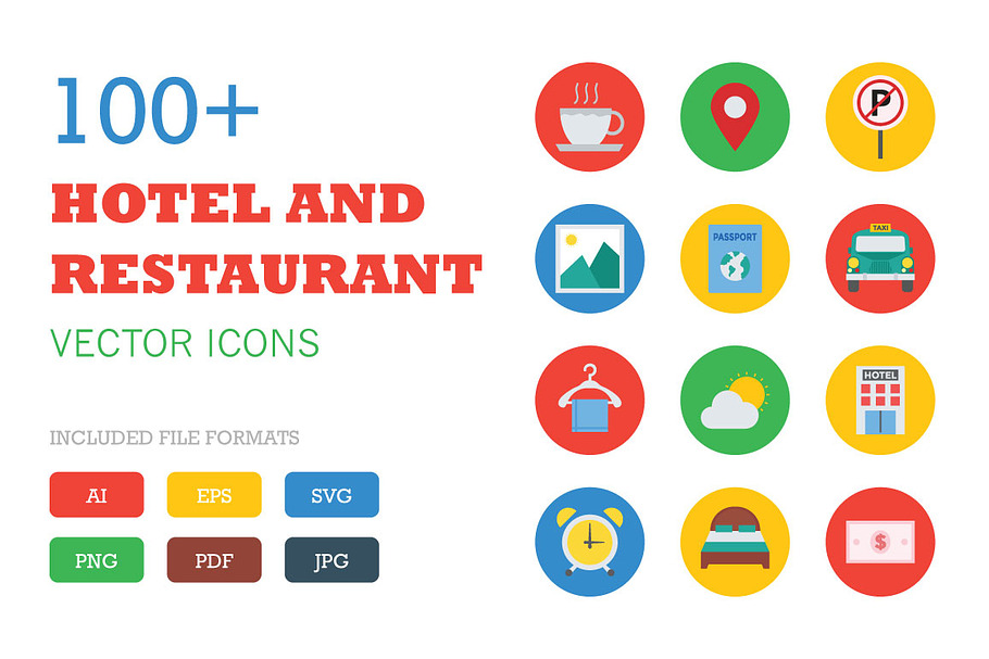 100+ Flat Hotel and Restaurant Icons
