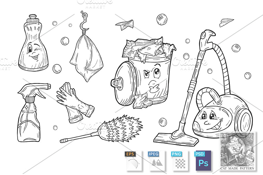 Cleaning service set in Illustrations - product preview 8