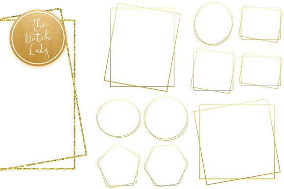 Golden Border & Frame Clipart Set in Illustrations - product preview 3