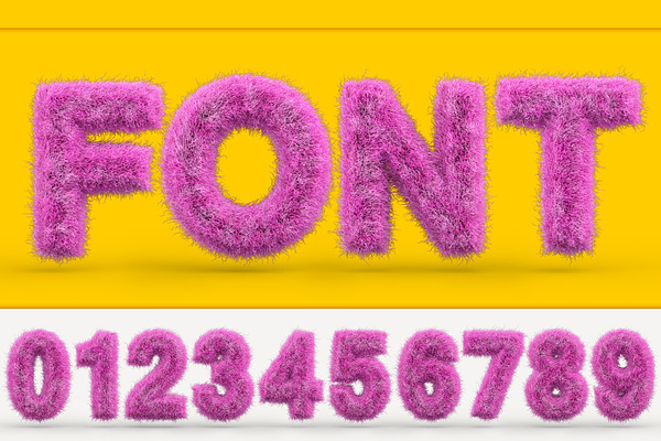 Uppercase fluffy and furry font