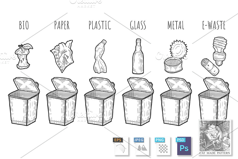 Garbage sorting process in Illustrations - product preview 8