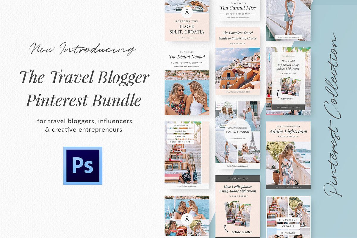 Travel Blog Pinterest Kit- Photoshop in Pinterest Templates - product preview 8