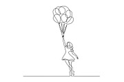 Girl flying with balloon Continuous
