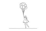 Girl flying with balloon Continuous