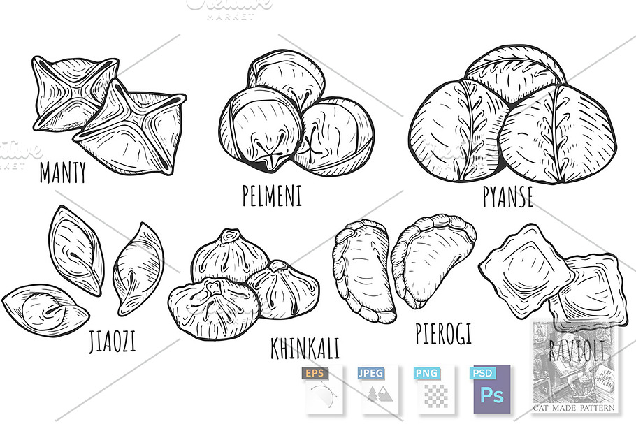 Different dumplings types and styles