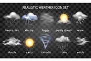 Realistic weather icons on