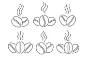 Coffee beans line icons set