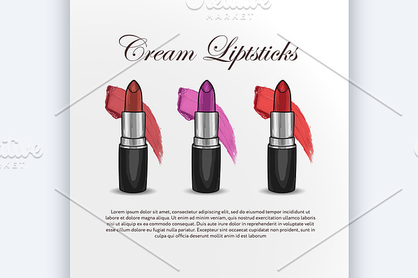  sketch of three cream lipsticks