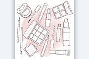 Vector illustration of makeup produc
