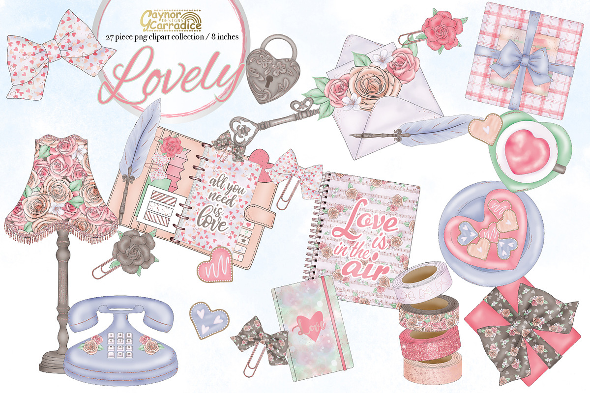 Lovely- Valentine clipart collection in Illustrations - product preview 8