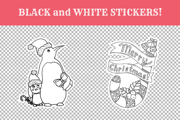 Christmas Coloring + White Stickers in Illustrations - product preview 1