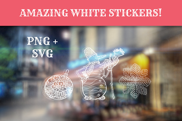 Christmas Coloring + White Stickers in Illustrations - product preview 2