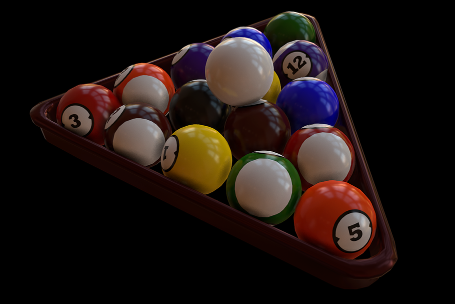Pool Balls and Triangle Rack in Architecture - product preview 8