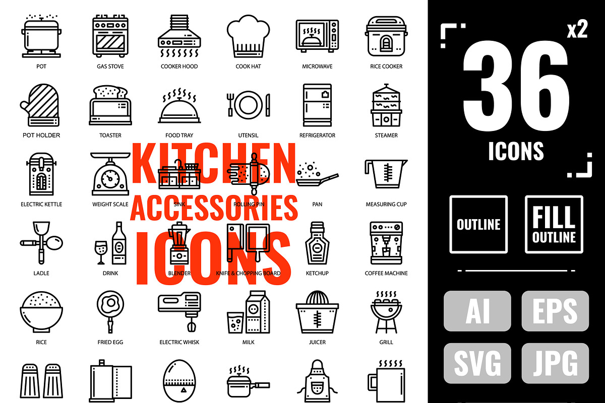 Kitchen icons in Icons - product preview 8