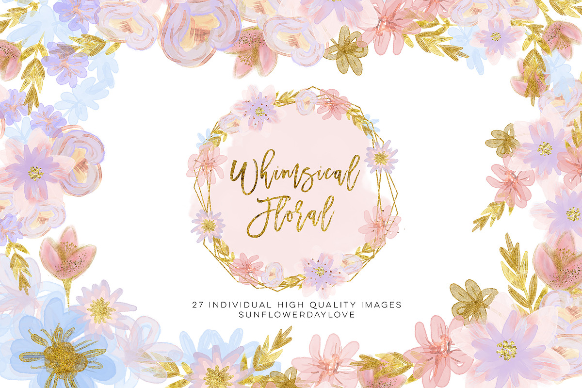 Pastel Floral Clipart Watercolor in Illustrations - product preview 8