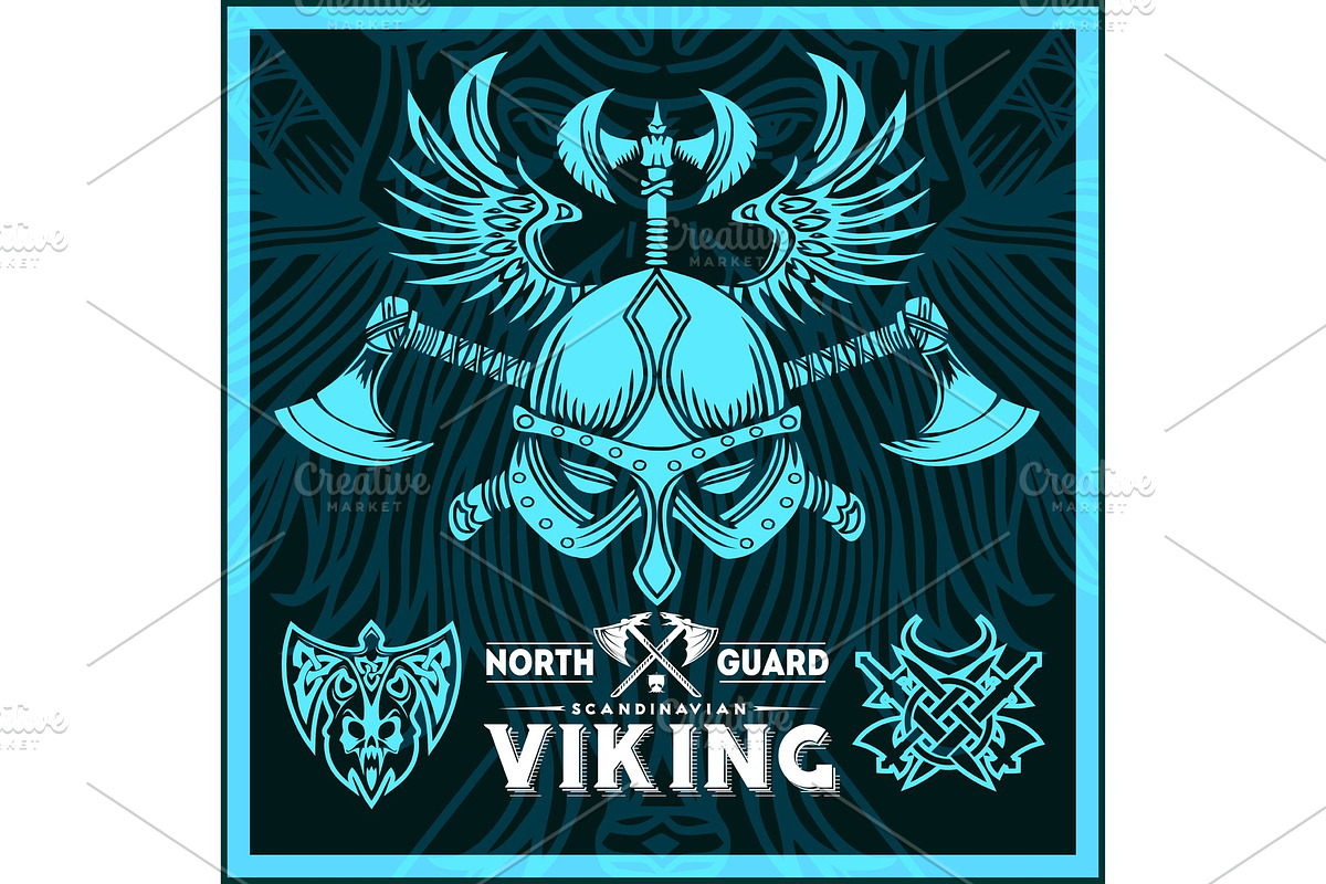 T-shirt print with viking emblems in in Illustrations - product preview 8