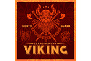T-shirt print with viking emblems in
