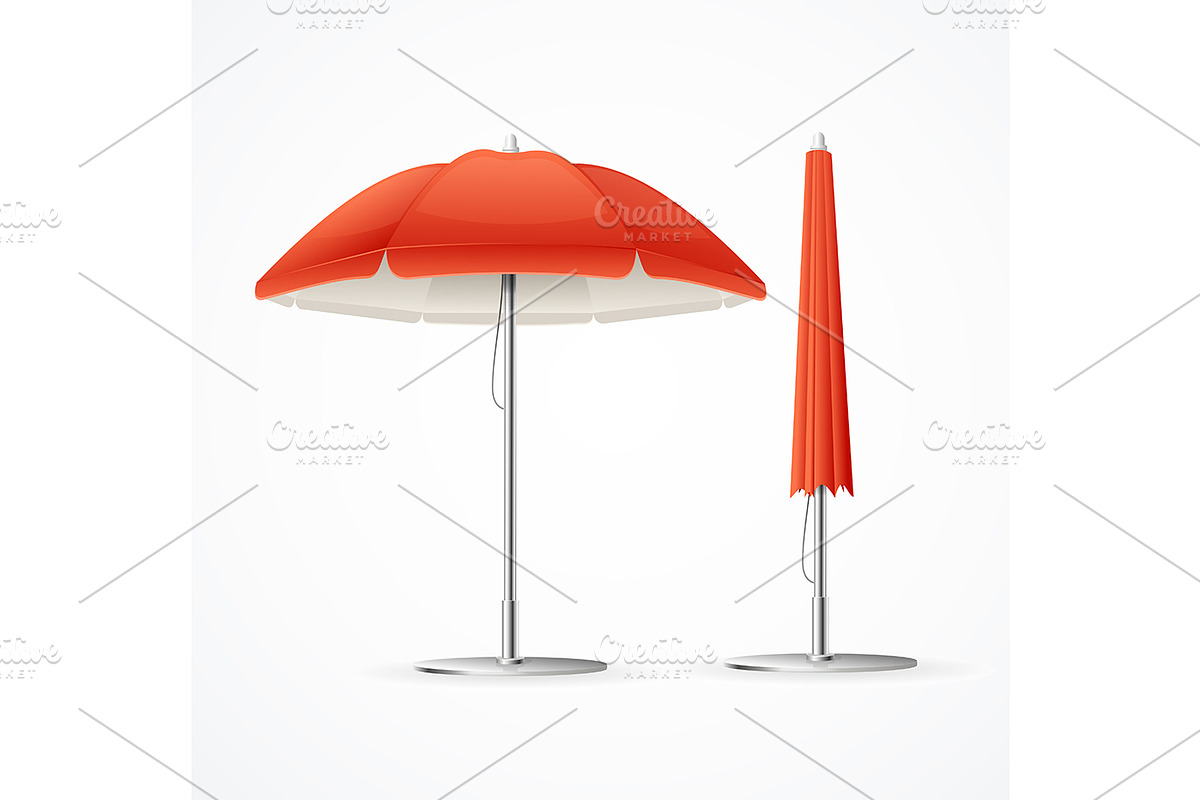 Red Summer Cafee Umbrella Set.  in Objects - product preview 8