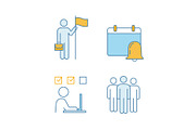 Business management color icons set