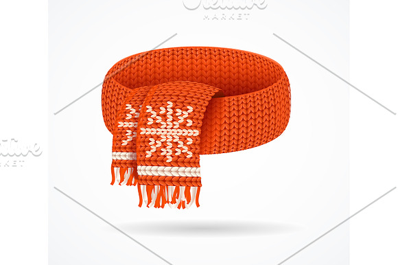 Realistic 3d Winter Knitted Scarfs  in Illustrations - product preview 1