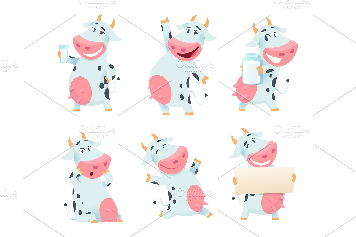 Milk cow animal. Cartoon farm in Graphics - product preview 8