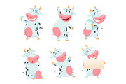 Milk cow animal. Cartoon farm