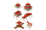 Asian architecture isometric