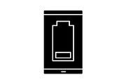 Smartphone low battery glyph icon