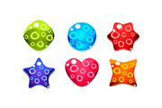 Colorful jelly glossy figures woth