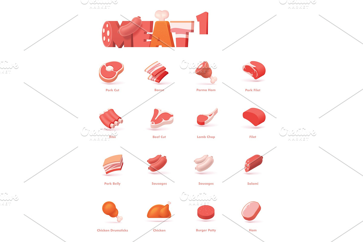 Vector meat icon set in Icons - product preview 8