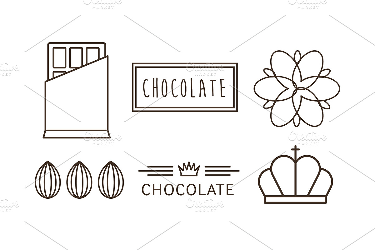 Chocolate line icons set, logo in Illustrations - product preview 8